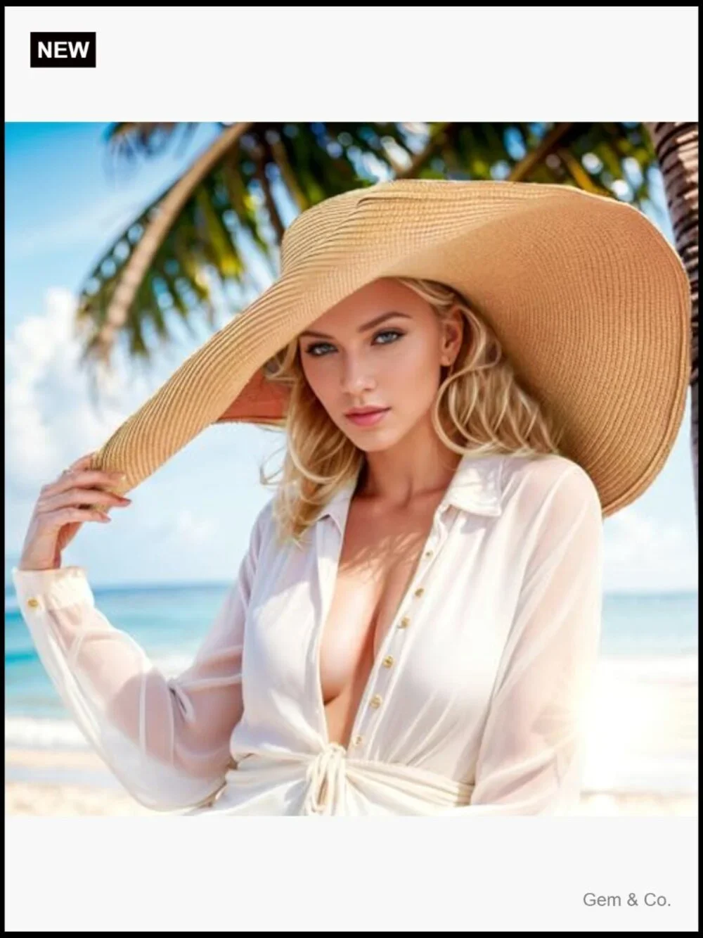 Oversized Straw Sun Hat Floppy Wide Brim UV Protection Foldable Beach Hat